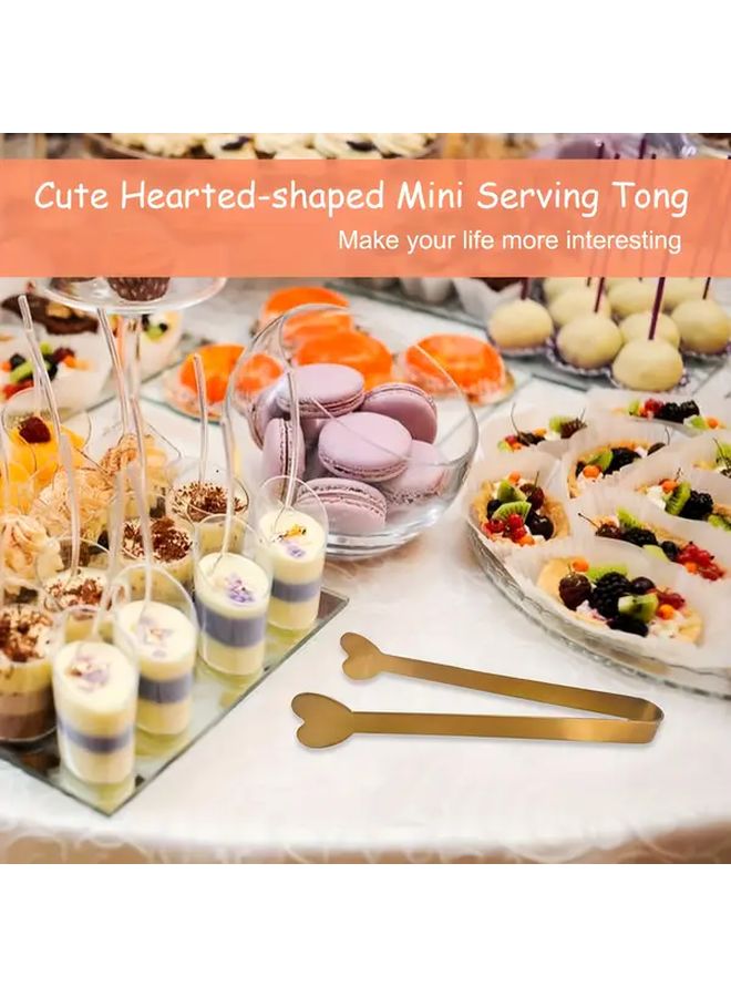 10pcs Golden Heart Shaped Stainless Steel Mini Tongs For Coffee Bar Wedding Party - Image 4
